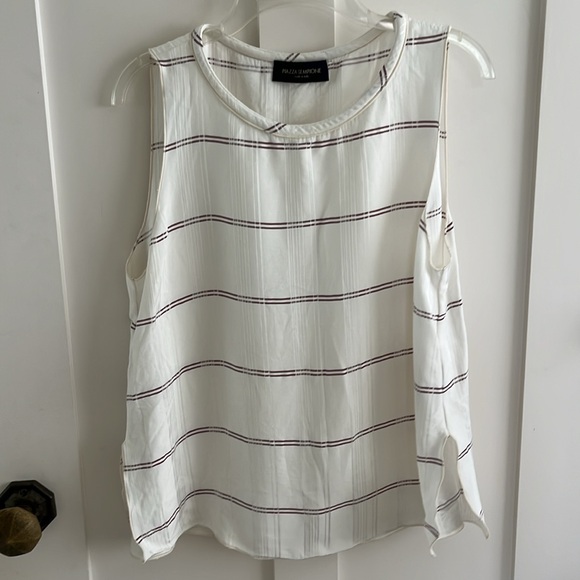 Piazza Sempione Tops - EUC Piazza Sempione Ivory Viscose tank top Maroon Stripes Sz S US 44 Italy